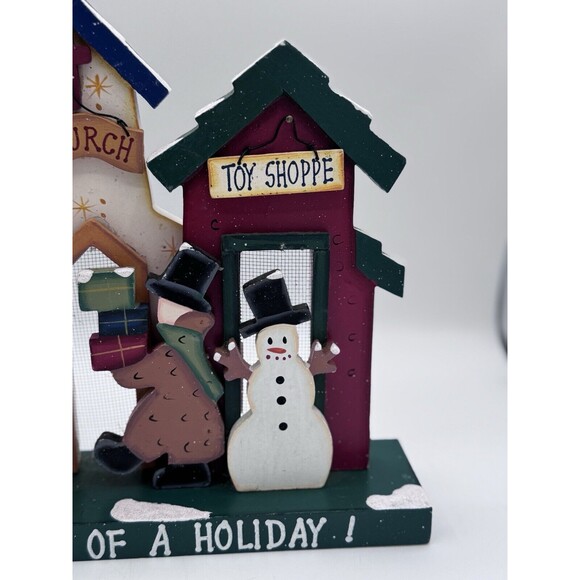 Christmas Dickens Wooden Table/Mantle Holiday Decoration Snowman Town Village - Picture 4 of 10